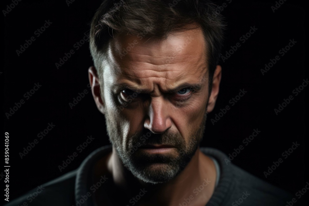 menacing stern angry man portrait close-up menacing stern angry man portrait close-up