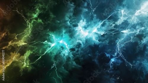 green and blue battle lightning background
