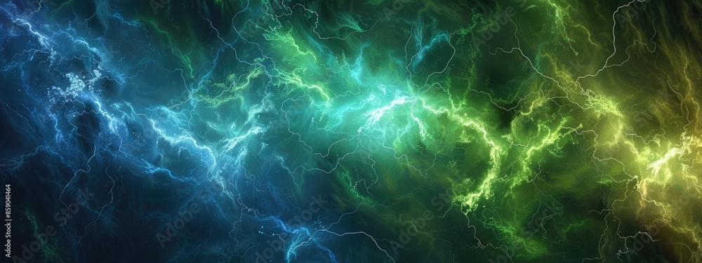 Obraz premium green and blue battle lightning background