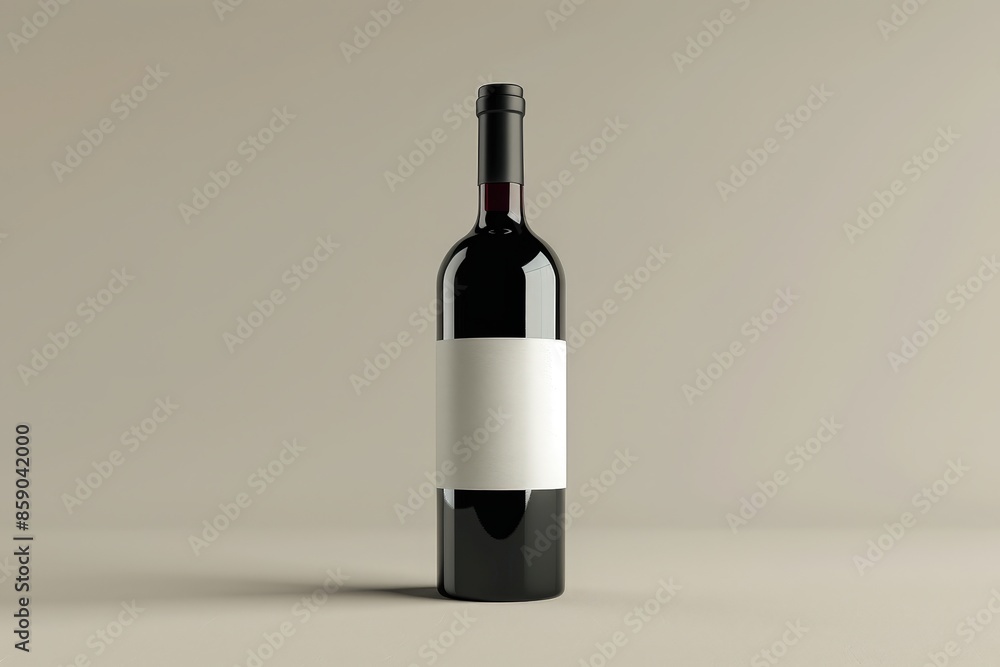 Fototapeta premium Wine Bottle with Blank Label on a Neutral Background
