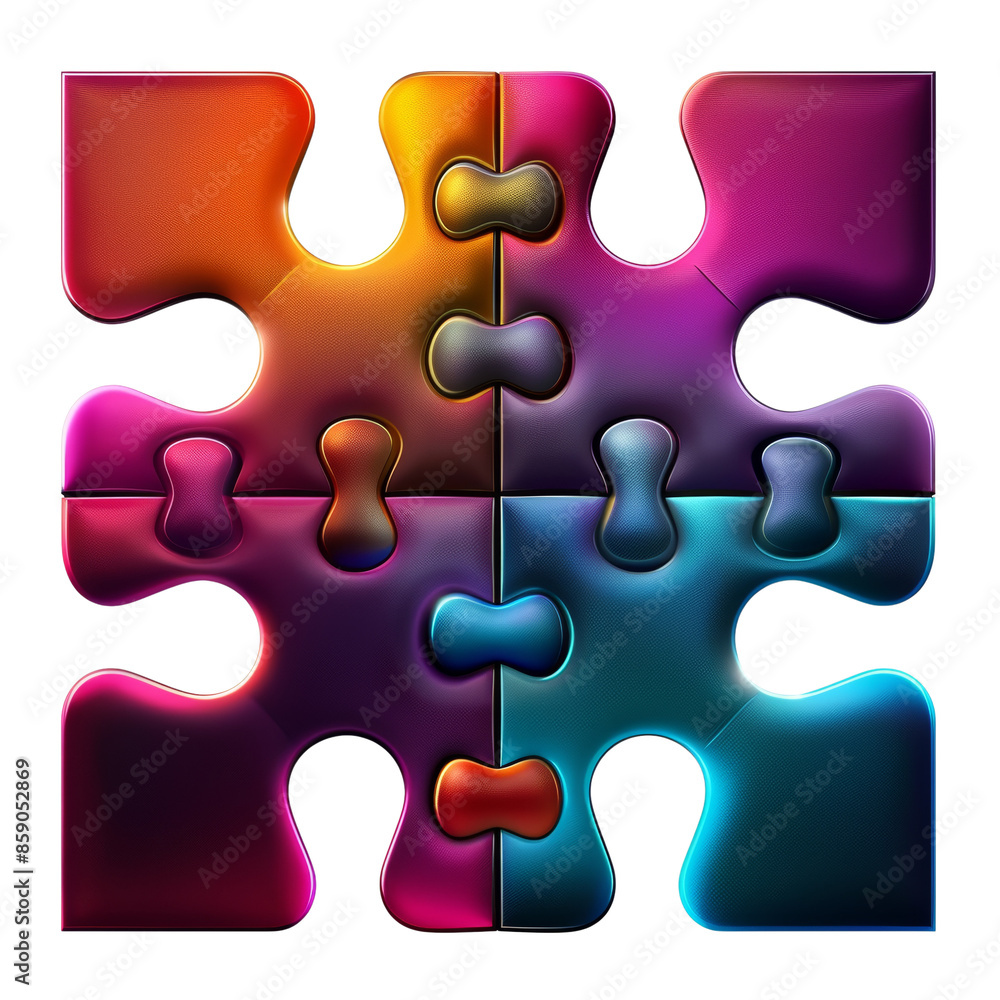 Vibrant multicolored abstract puzzle pieces interconnected symbolizing creativity, unity, and problem-solving.