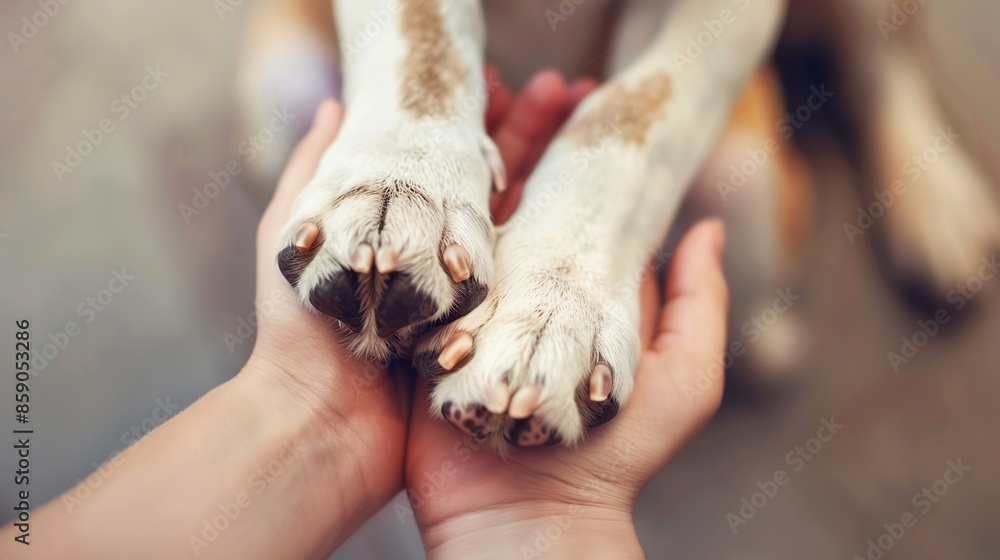 Dog Paws Resting in Human Hands Dog Paws Resting in Human Hands