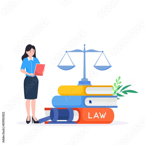law and justice flat illustration,  Law firm and legal services, Public law consulting.