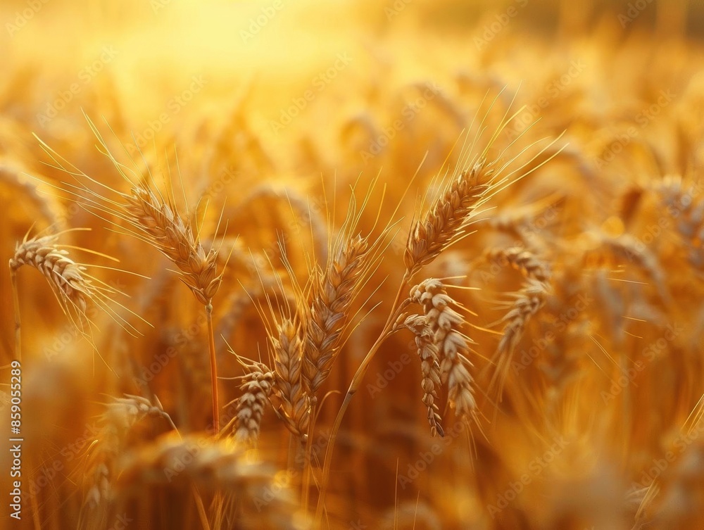 Golden wheat field, swaying in breeze, lowangle shot, warm sunlight, endless expanse, rustic charm Golden wheat field, swaying in breeze, lowangle shot, warm sunlight, endless expanse, rustic charm