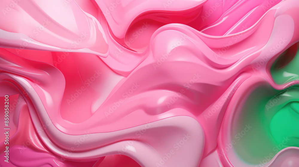 Obraz premium Pink and Green Liquid Paint Background, Generative AI