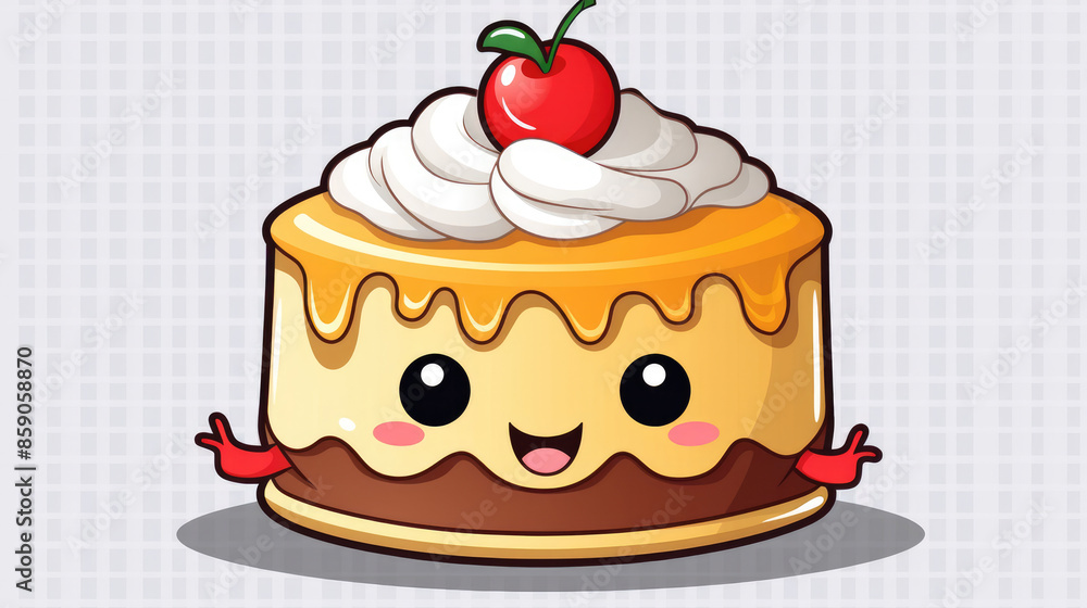 Cute Cartoon Cheesecake Character with Transparent Background, Generative AI Cute Cartoon Cheesecake Character with Transparent Background, Generative AI
