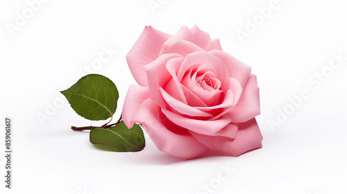 Pure white background with isolated pink rose blooms