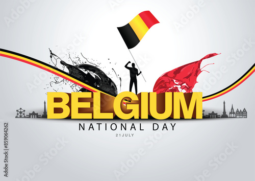 happy national day Belgium greetings. abstract vector illustration design.