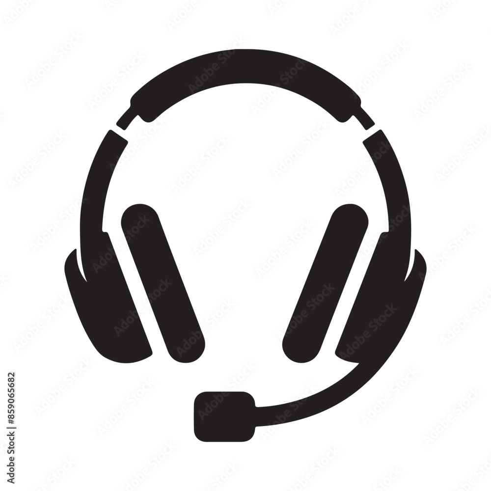 Headset silhouette vector art illustration