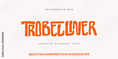 Playful cartoon Font, funky typeface ,children's artwork, creative alphabet font, birthday invitations, playful branding, and carnival typography. Vector illustration