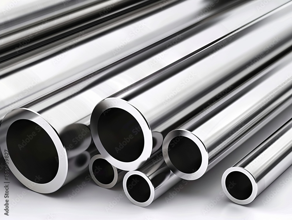 Stainless steel pipes on white background. Stainless steel pipes on white background.