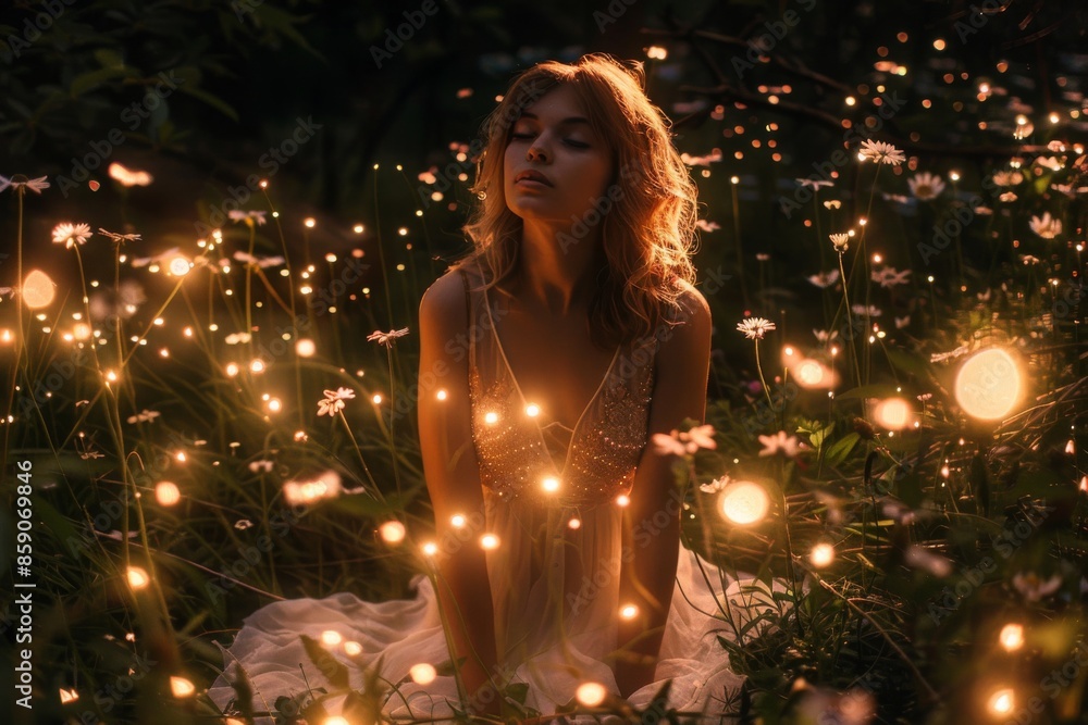 Enchanted Evening: A Woman in a Field of Lights