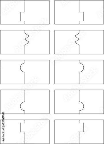 Blank flash cards. Various 2-part puzzle cut templates. Set 3.
