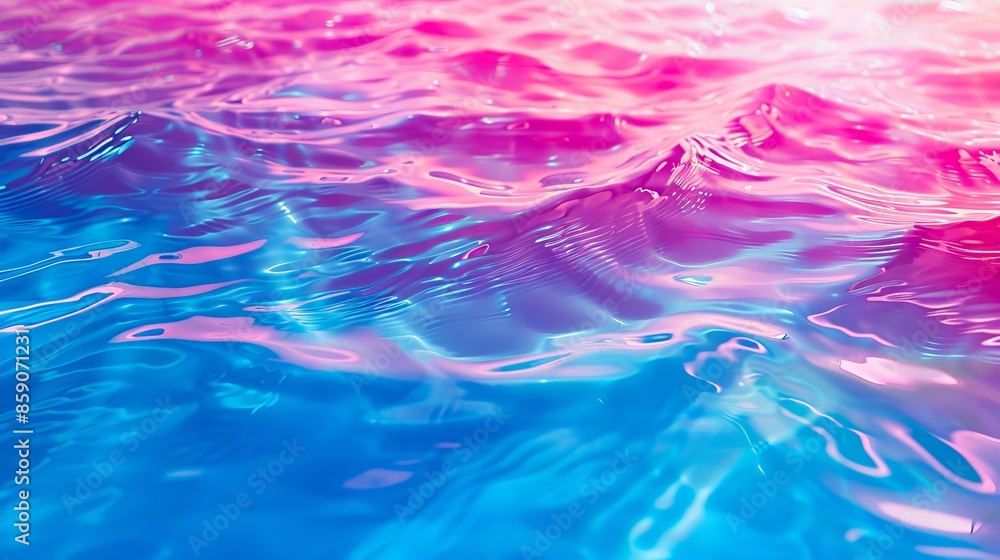 A close up of water with blue and pink colors. A close up of water with blue and pink colors.