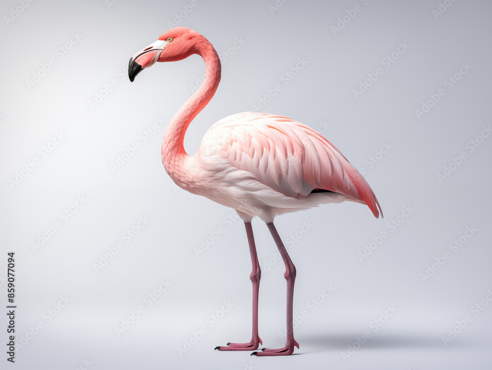 Fototapeta premium A Portrait of a flamingo on an isolated background