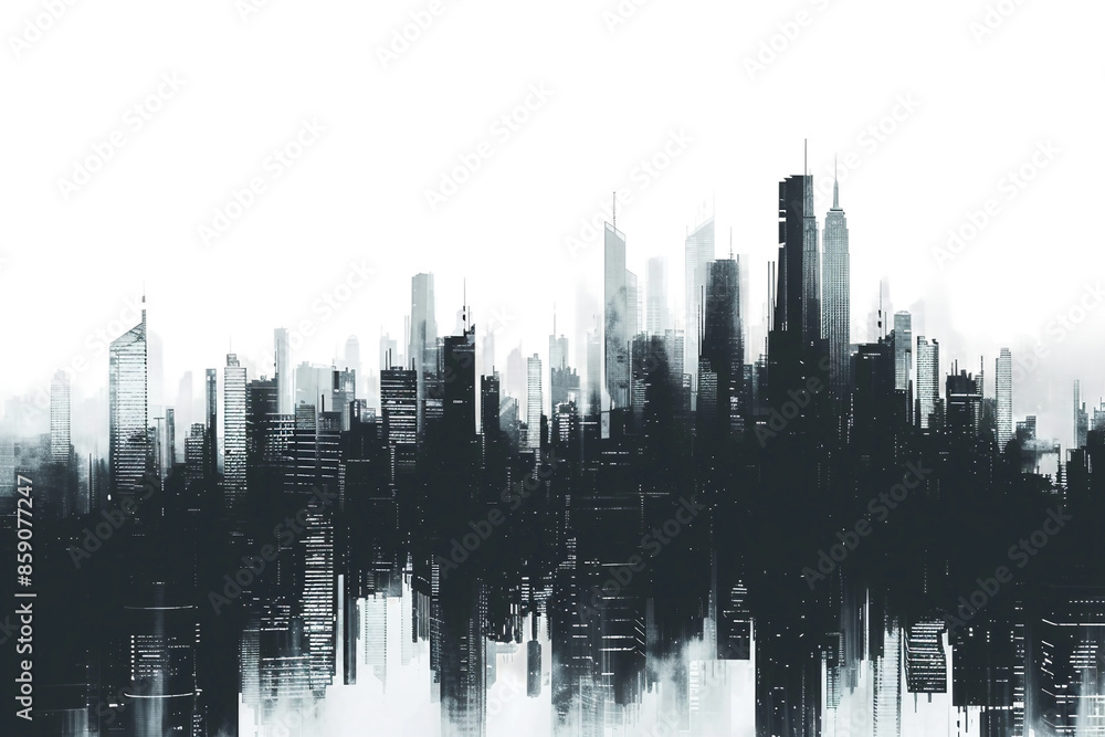 Dystopian Cityscape Dominated by Towering Buildings Isolated on Transparent Background Dystopian Cityscape Dominated by Towering Buildings Isolated on Transparent Background