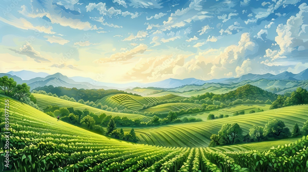 hand drawn countryside, rolling hills hand drawn countryside, rolling hills