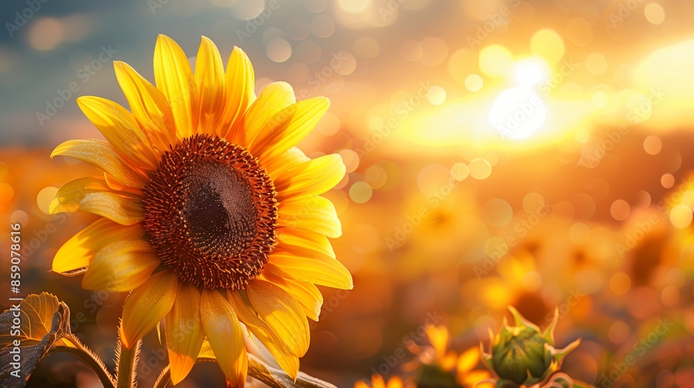Obraz premium Sunflower in Sunset Glow.
