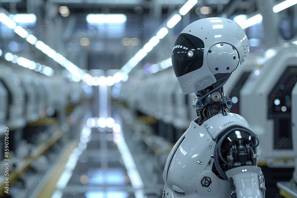 Automated Factory Floor with AI Robots Isolated on Transparent Background Automated Factory Floor with AI Robots Isolated on Transparent Background
