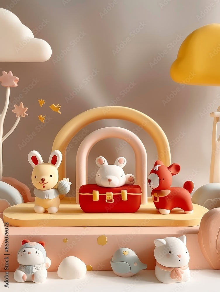 3d render cute cartoon animals scene for background image 3d render cute cartoon animals scene for background image