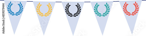Garland with five pennants with laurels