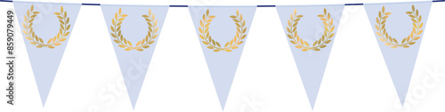 Garland with five pennants with laurels