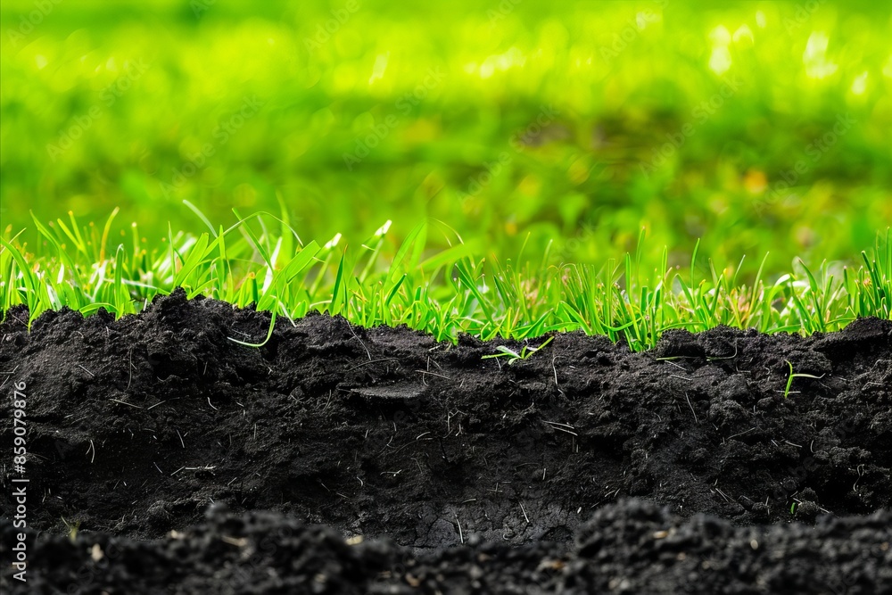 A close up of soil and grass. A close up of soil and grass.