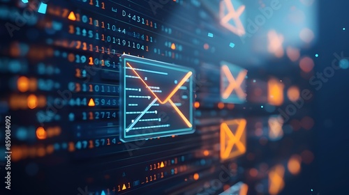 Close-up of a computer screen showing an email inbox with a verified sender icon next to an important message.