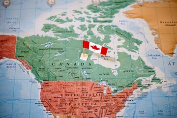 Canada on world map with flag