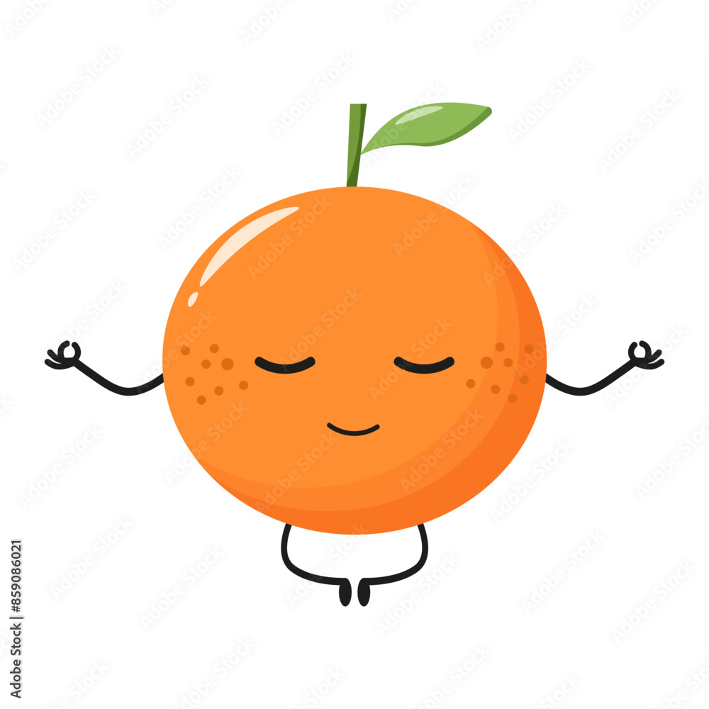 Obraz premium funny character meditates. relaxing orange . cute cartoon character in lotus position