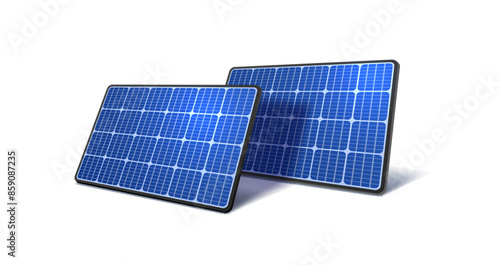 Solar panel electricity generation, vector illustration on the white background