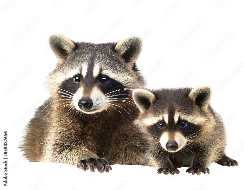 Waschbär und tierbaby isoliert auf weißen Hintergrund, Freisteller Waschbär und tierbaby isoliert auf weißen Hintergrund, Freisteller