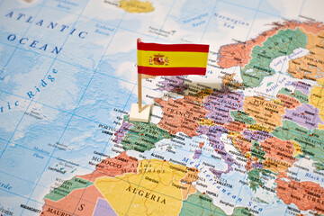 Spain on world map with flag
