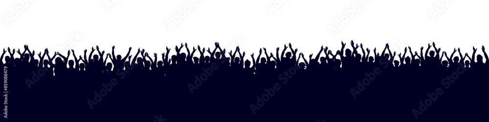 Crowd of people silhouette, cheerful fans people. Big event, concert or sport. Vector illustration Crowd of people silhouette, cheerful fans people. Big event, concert or sport. Vector illustration
