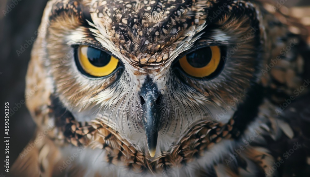 Owl Close Up, Sharp Eyes Owl Close Up, Sharp Eyes