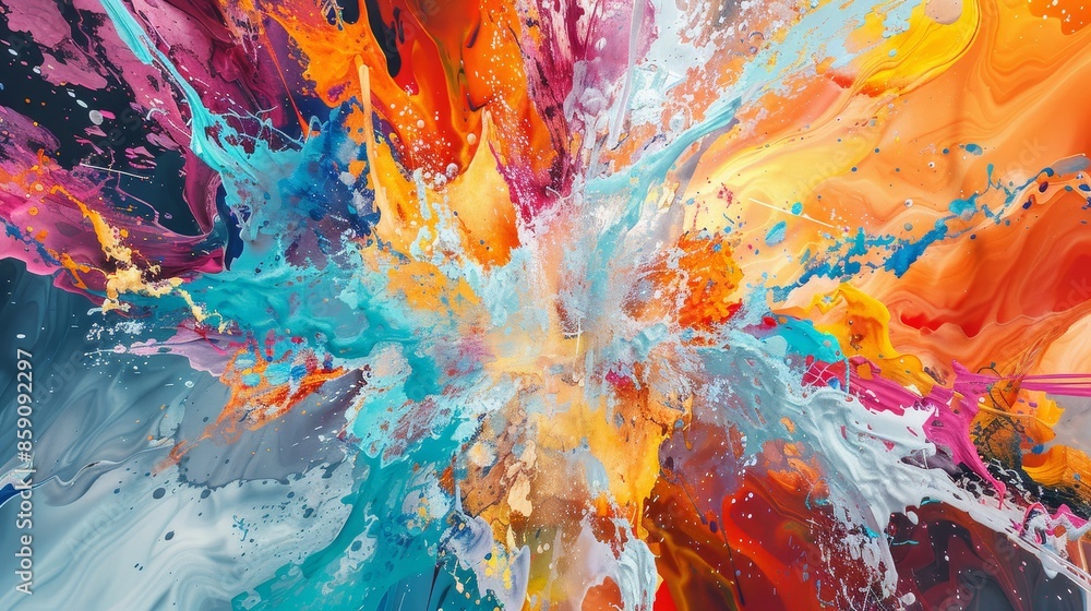 Abstract Expressionism: A Colorful Explosion - A vibrant and dynamic abstract painting with swirling and splattered colors, creating a sense of energy and movement. Abstract Expressionism: A Colorful Explosion - A vibrant and dynamic abstract painting with swirling and splattered colors, creating a sense of energy and movement.