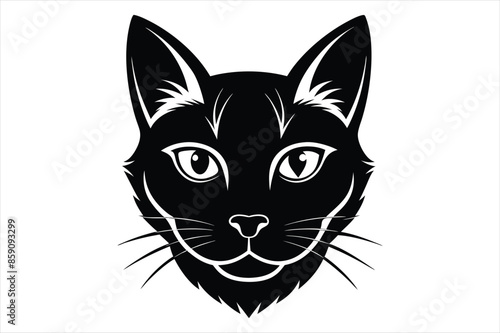 "Graceful Feline: Cat Head Silhouette Vector"