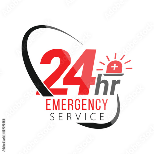 vector 24 hours emergency service concept label
