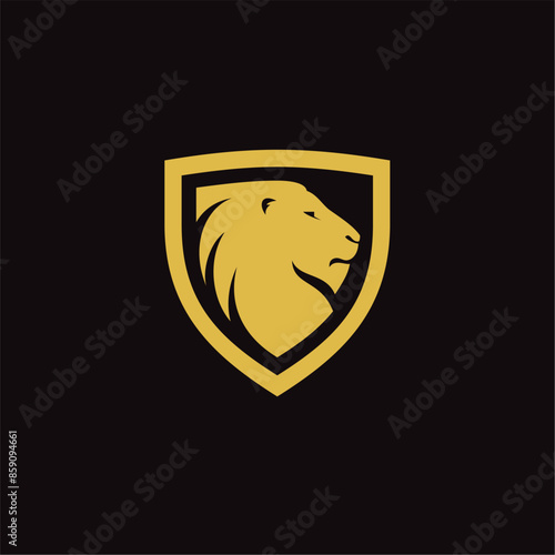 Gold Lion Shield logo vector design template