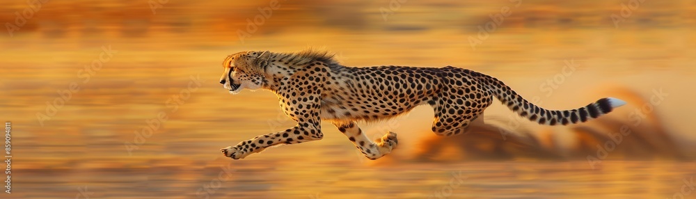 Naklejka premium Cheetah running in golden light