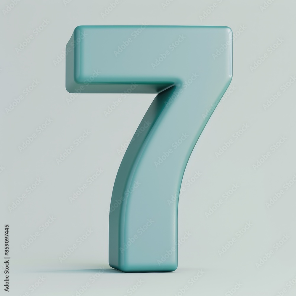 3D Rendered Teal Number Seven on White Background 3D Rendered Teal Number Seven on White Background
