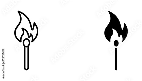 burning match icon set. vector illustration on white background