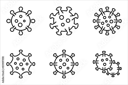 virus and bacteria icon set. vector illustration design template on white background