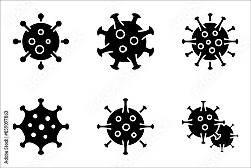virus and bacteria icon set. vector illustration design template on white background