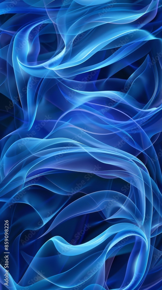 Fototapeta premium Abstract blue wave pattern on dark background, flowing and smooth energy concept