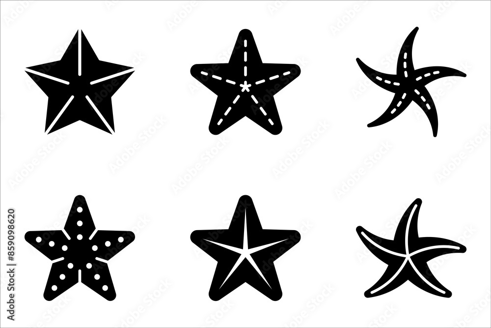 Obraz premium Starfish vector set for summer design elements vector illustration on white background.