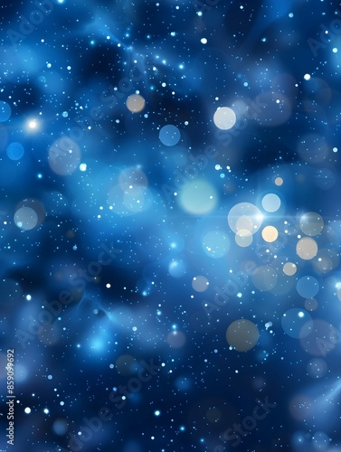 Abstract Blue Bokeh Background With Sparkling Lights