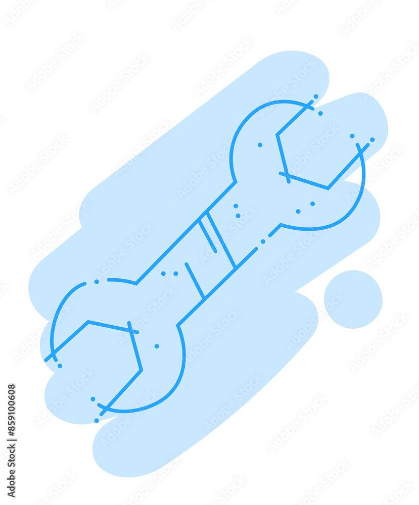 Linear technical sketch of wrench. Tool vector icon Linear technical sketch of wrench. Tool vector icon