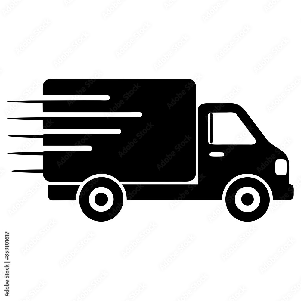 Fast shipping delivery truck icon silhouette vector illustration. Fast shipping delivery truck icon silhouette vector illustration.