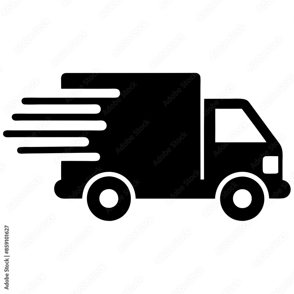 Fast shipping delivery truck icon silhouette vector illustration. Fast shipping delivery truck icon silhouette vector illustration.